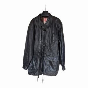 Vintage HI-TOP Black Leather Toggle Jacket Paisley Lined Men’s Medium